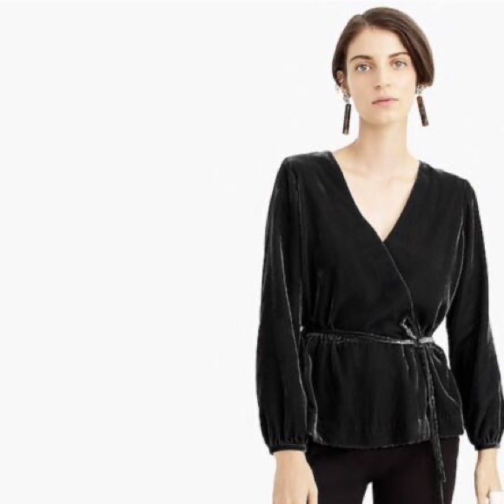 EUC - J. Crew Velvet Faux Wrap Top